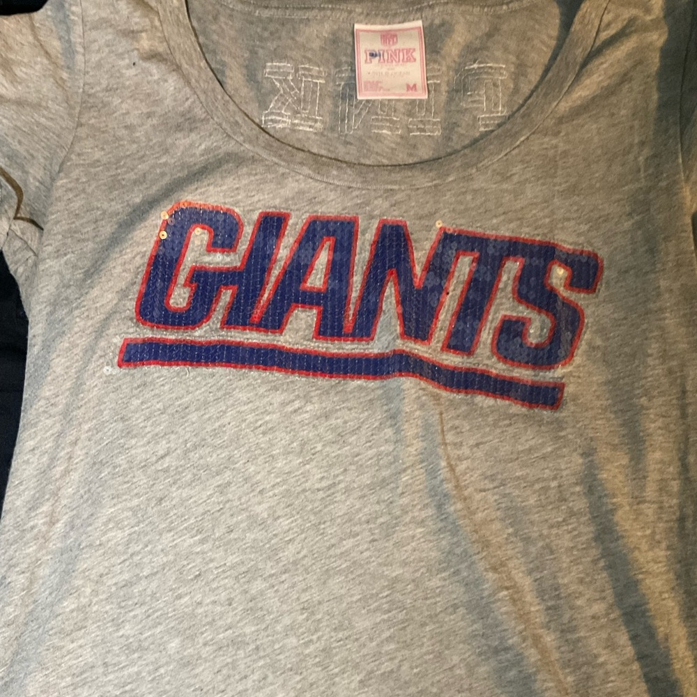 NFL PINK Victoria's Secret Giants Sequin T-Shirt - Picture 5 of 7
